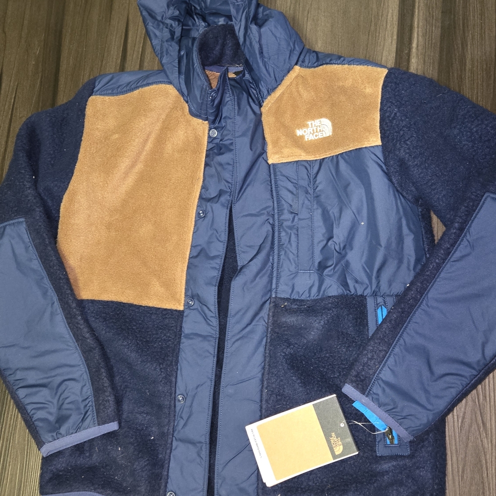The North Face Blue and Brown Performance Jacket with Hood